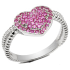 Srebrny Pierścionek Serce Rubinowe Kamienie