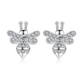 Srebrne Kolczyki Pszczółki z Cyrkoniami