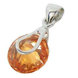 Srebrna Zawieszka z Pomarańczową Cyrkonią