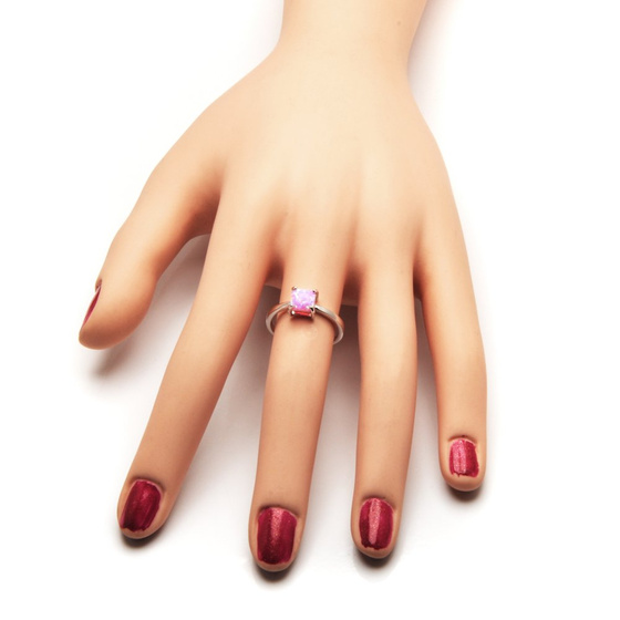 Pierścionek Srebrny z Różowym Opalem