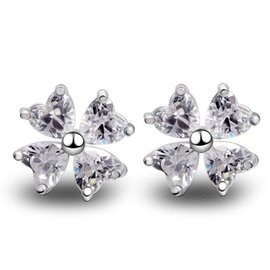 Kolczyki Srebrne Koniczynki z Serduszkami