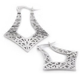 Srebrne Kolczyki Ażurowe Romby Rodowane