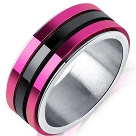 Fioletowo Czarna Obrączka ze Stali Szlachetnej