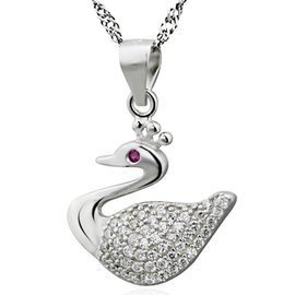Srebrna Zawieszka Łabędź Wysadzany Cyrkoniami