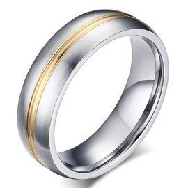 Obrączka ze Stali Szlachetnej Złote Dodatki
