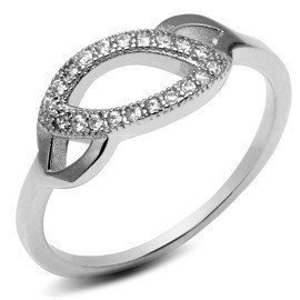 Pierścionek Srebrny Przeplatany z Mikro Cyrkoniami