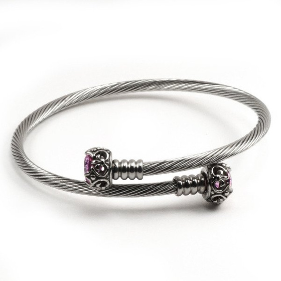 Bransoletka Przeplatana z Różowymi Cyrkoniami