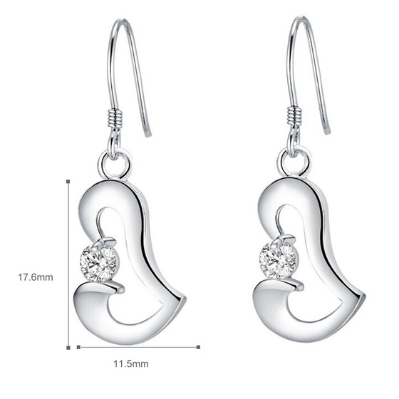 Srebrne Kolczyki Serca z Diamentową Cyrkonią