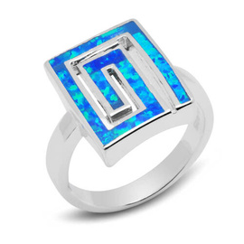 Srebrny Pierścionek z Niebieskim Opalem