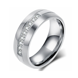 Obrączka z Cyrkoniami ze Stali Szlachetnej