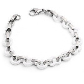 Bransoletka z Serduszkami Biała Ceramika