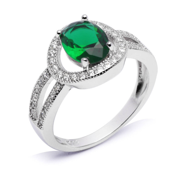 Srebrny Pierścionek z Zieloną Cyrkonią