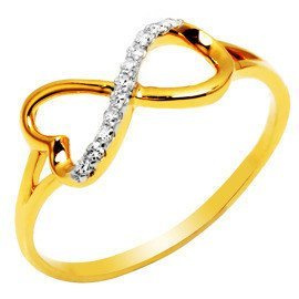 Złoty Pierścionek z Brylantami Nieskończoność