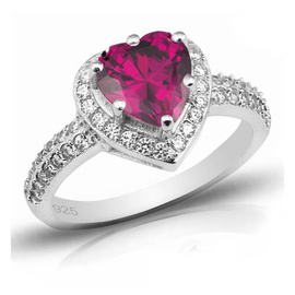 Pierścionek Srebrny z Rubinowym Sercem