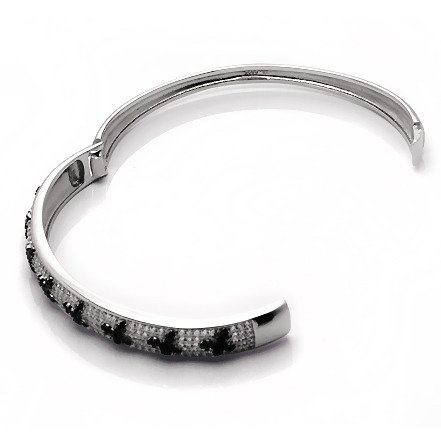 Srebrny Bransoletka z Białymi Czarnymi Cyrkoniami