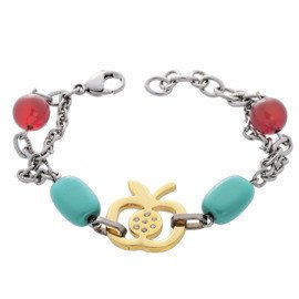 Bransoletka Jabłko Ozdobiona Turkusem i Agatem