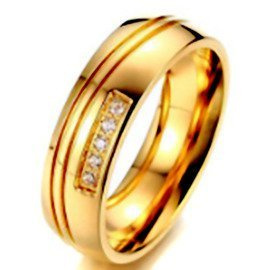 Złota Obrączka ze Stali Chirurgicznej z Cyrkoniami