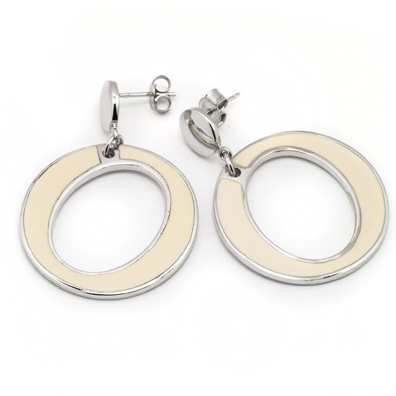 Kolczyki Srebrne Duże Kremowe Koła