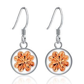 Srebrne Kolczyki z Pomarańczowymi Cyrkoniami