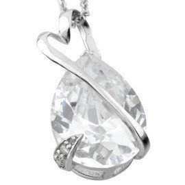 Srebrna Zawieszka Dużą Białą Cyrkonia