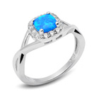 Srebrny Pierścionek z Opalem i Cyrkoniami