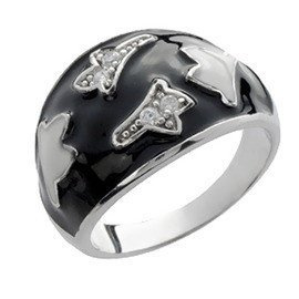 Srebrny Pierścionek Czarna Szeroka Obrączka