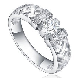 Srebrny Pierścionek Obrączka z Cyrkoniami