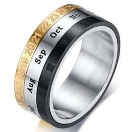 Obrączka ze Stali Szlachetnej z Kalendarzem