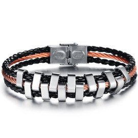 Bransoletka z Naturalną Skórą i Stal Chirurgiczna