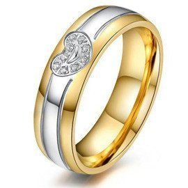 Damska Złota Obrączka ze Stali Szlachetnej Serce