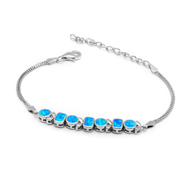 Srebrna Bransoletka z Niebieskim Opalem