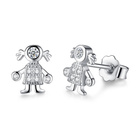 Srebrne Kolczyki Dziewczynka Wysadzane Cyrkoniami