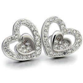 Srebrne Kolczyki Serduszka z Cyrkoniami