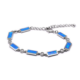 Srebrna Bransoletka z Niebieskim Opalem