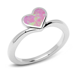 Srebrny Pierścionek Serce z Różowym Opalem