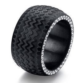 Szeroka Czarna Obrączka ze Stali Szlachetnej