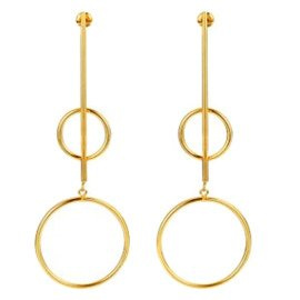 Złote Kolczyki Dwa Koła ze Stali Chirurgicznej