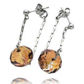 Srebrne Kolczyki z Brązowymi Kamieniami