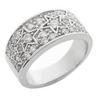 Srebrny Obrączka Wysadzana Białymi Kamieniami