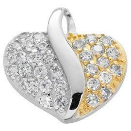 Zawieszka Srebrna Serce Pozłacane Cyrkonie