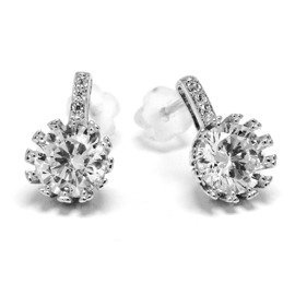 Srebrne Kolczyki Wysadzane Cyrkoniami