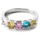 Srebrny Pierścionek z Różnokolorowymi Cyrkoniami