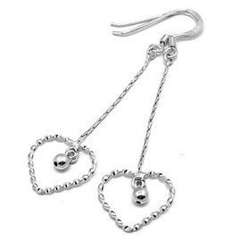 Srebrne Kolczyki Wiszące Serduszka