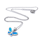 Srebrny Naszyjnik Motyl z Niebieskim Opalem