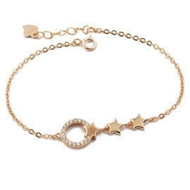 Pozłacana Srebrna Bransoletka z Kołem i Gwiazdkami