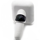 Szeroka Obrączka Srebrna z Czarnym Onyksem