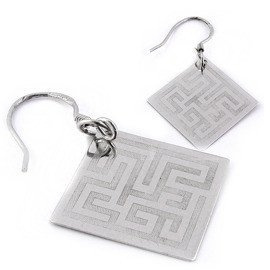 Kolczyki Srebrne Rodowane Kwadraty