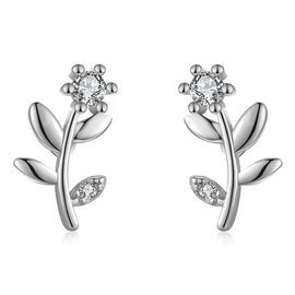 Srebrne Kolczyki Kwiatuszki z Cyrkonią