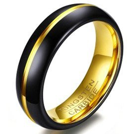 Czarna Obrączka z Wolframu Pokryta Żółtym Złotem