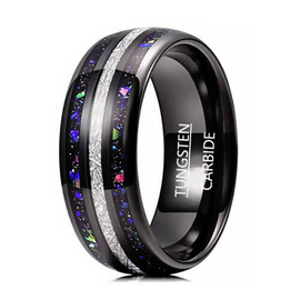 Czarna Obrączka z Wolframu z Kolorową Aplikacją